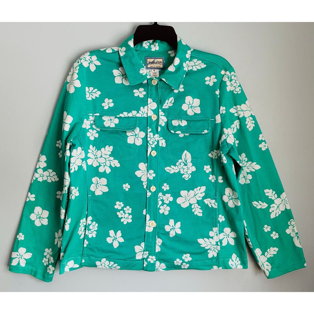 Pendleton Floral Chore Jacket Shacket Turquoise W… - image 7